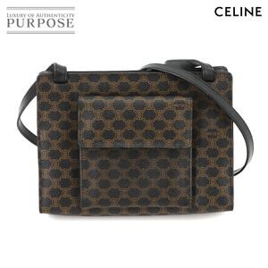 Celine Macadam Shoulder Bag Leather Black Brown